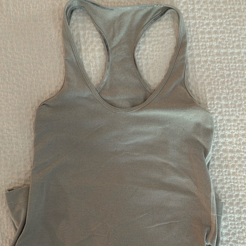 Lululemon Cool Racer back tank gray white striped size 6